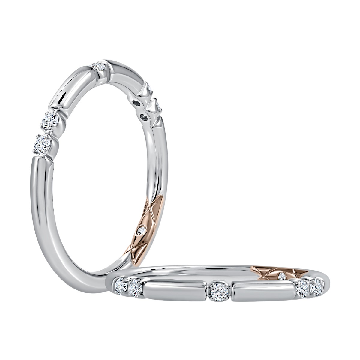 A. Jaffe Diamond & Bar Modern Wedding Band in 14K White Gold