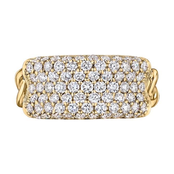 A. Jaffe Diamond Pave Bar & Link Band Wide Wedding Band in 18K Yellow Gold