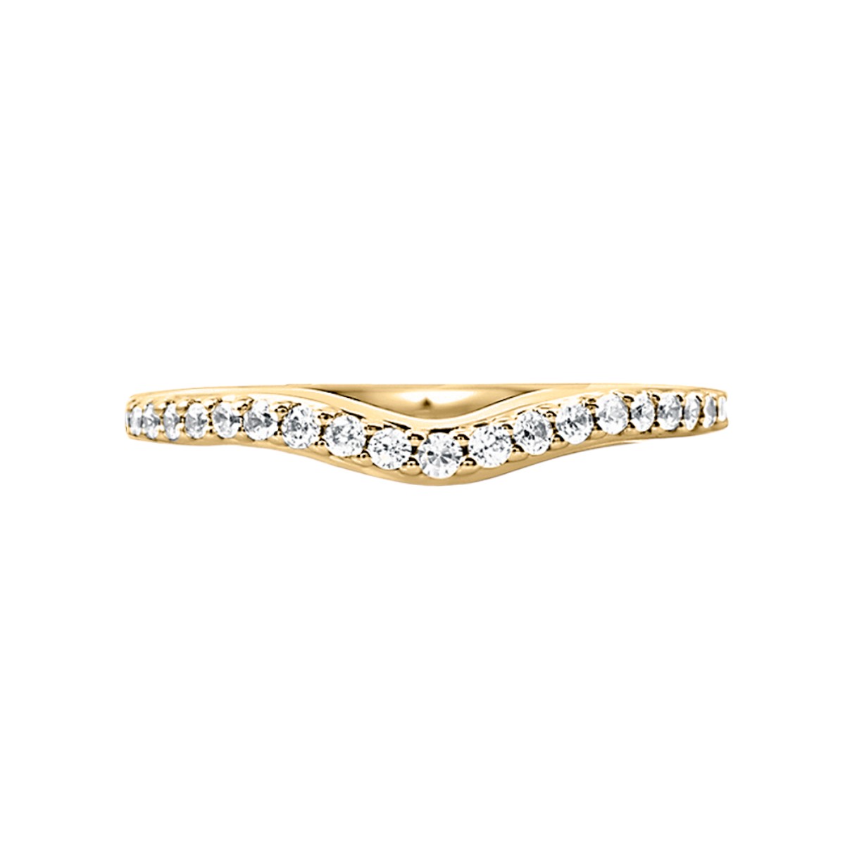 A. Jaffe V Shaped Pave Diamond Wedding Band in 14K Yellow Gold