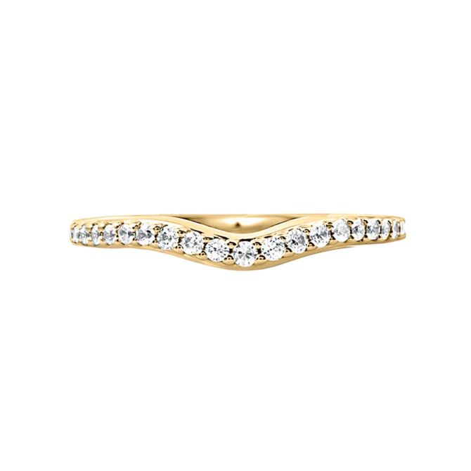 A. Jaffe V Shaped Pave Diamond Wedding Band in 14K Yellow Gold