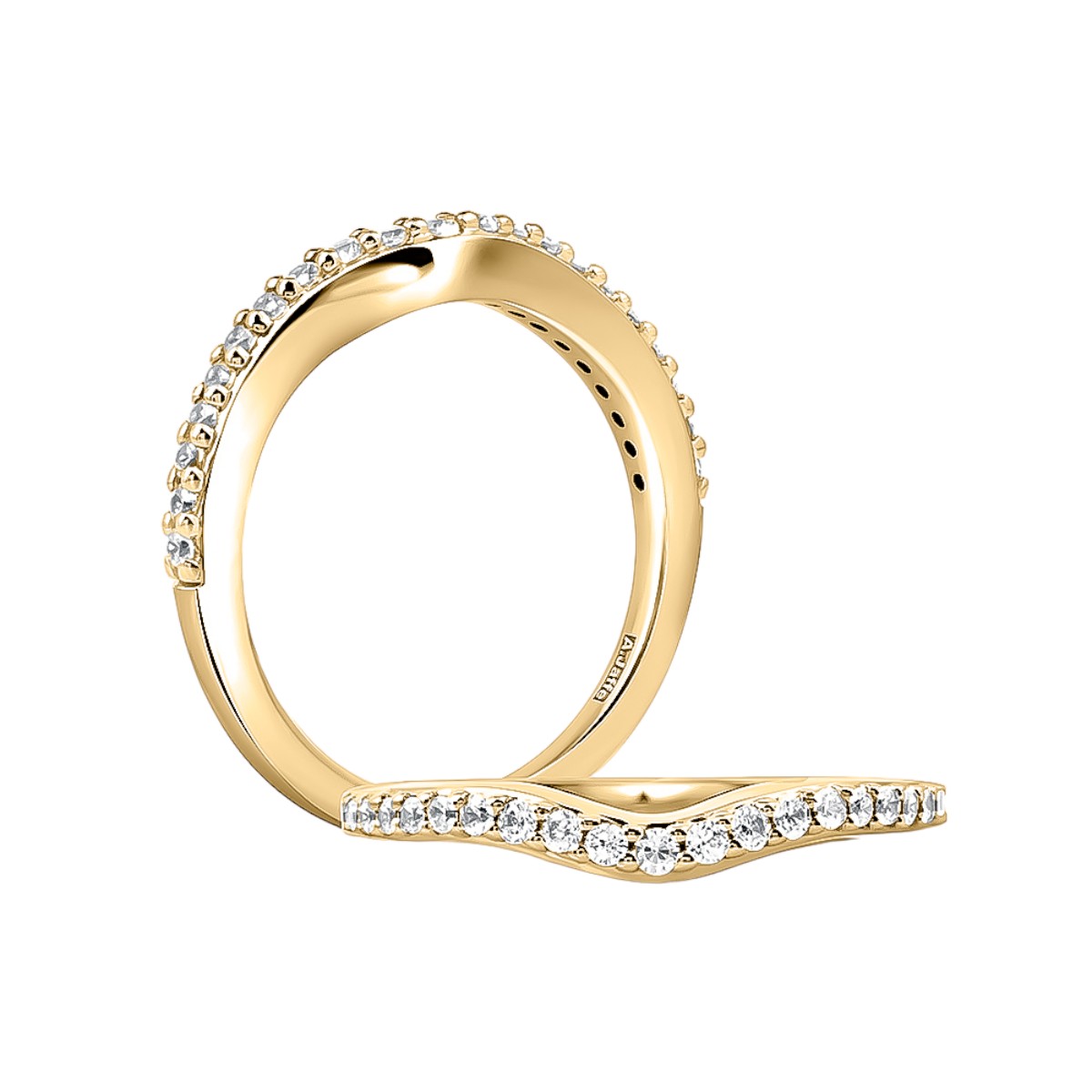 A. Jaffe V Shaped Pave Diamond Wedding Band in 14K Yellow Gold