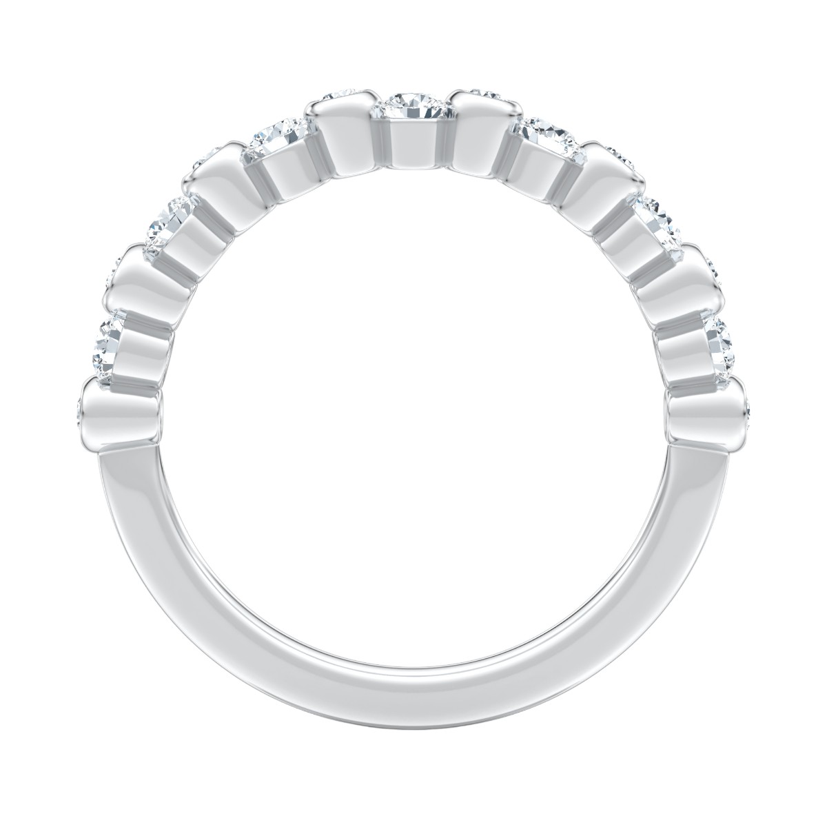 A. Jaffe Diamond Alternating Bezel Set Wedding Band in 14K White Gold