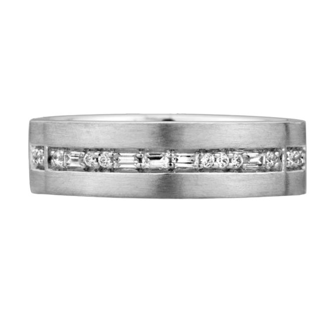 A. Jaffe Diamond "I Love You" Morse Code Wedding Band in 14K White Gold, Size 10