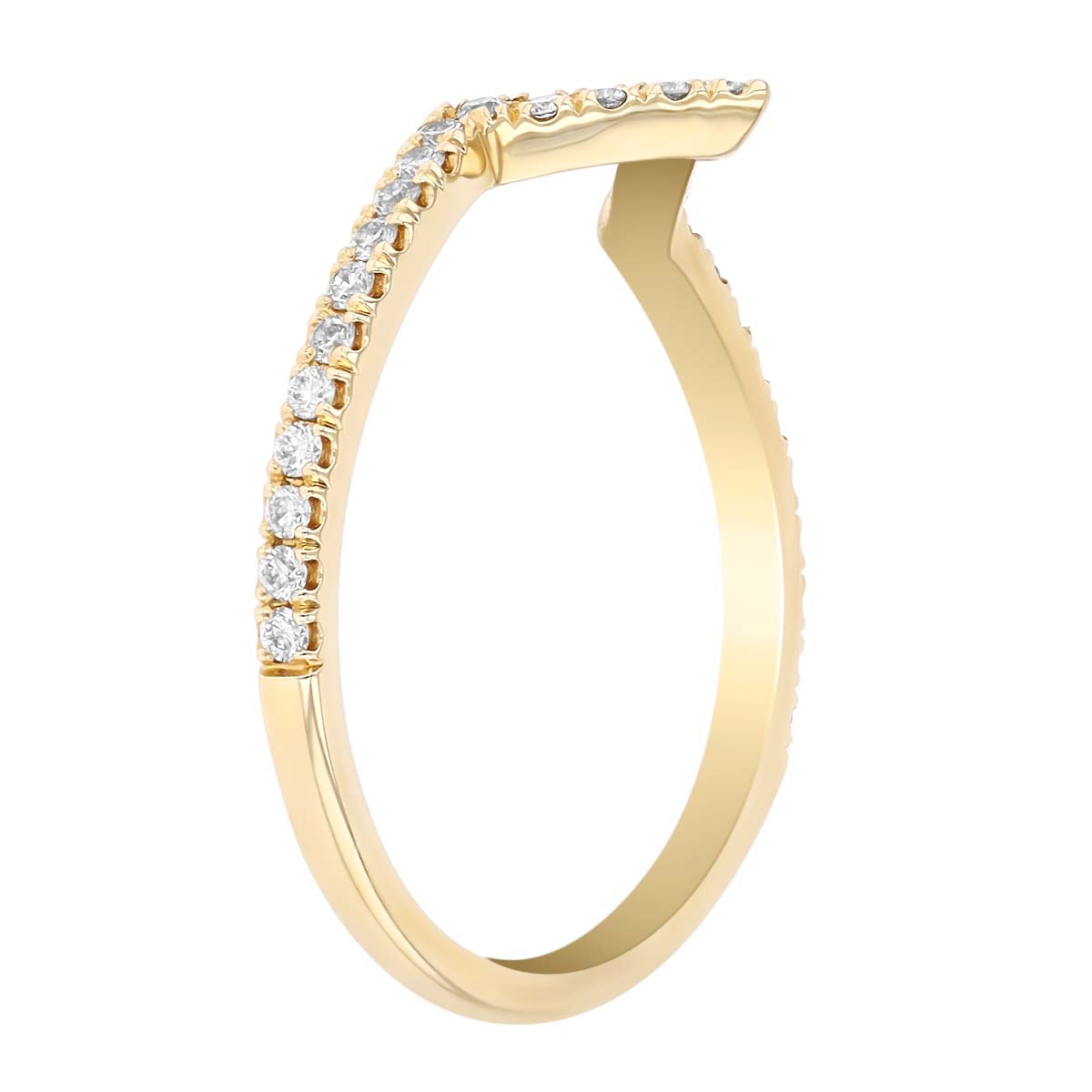 Diamond V Contour Wedding Band in 14K Yellow Gold, Size 6.5