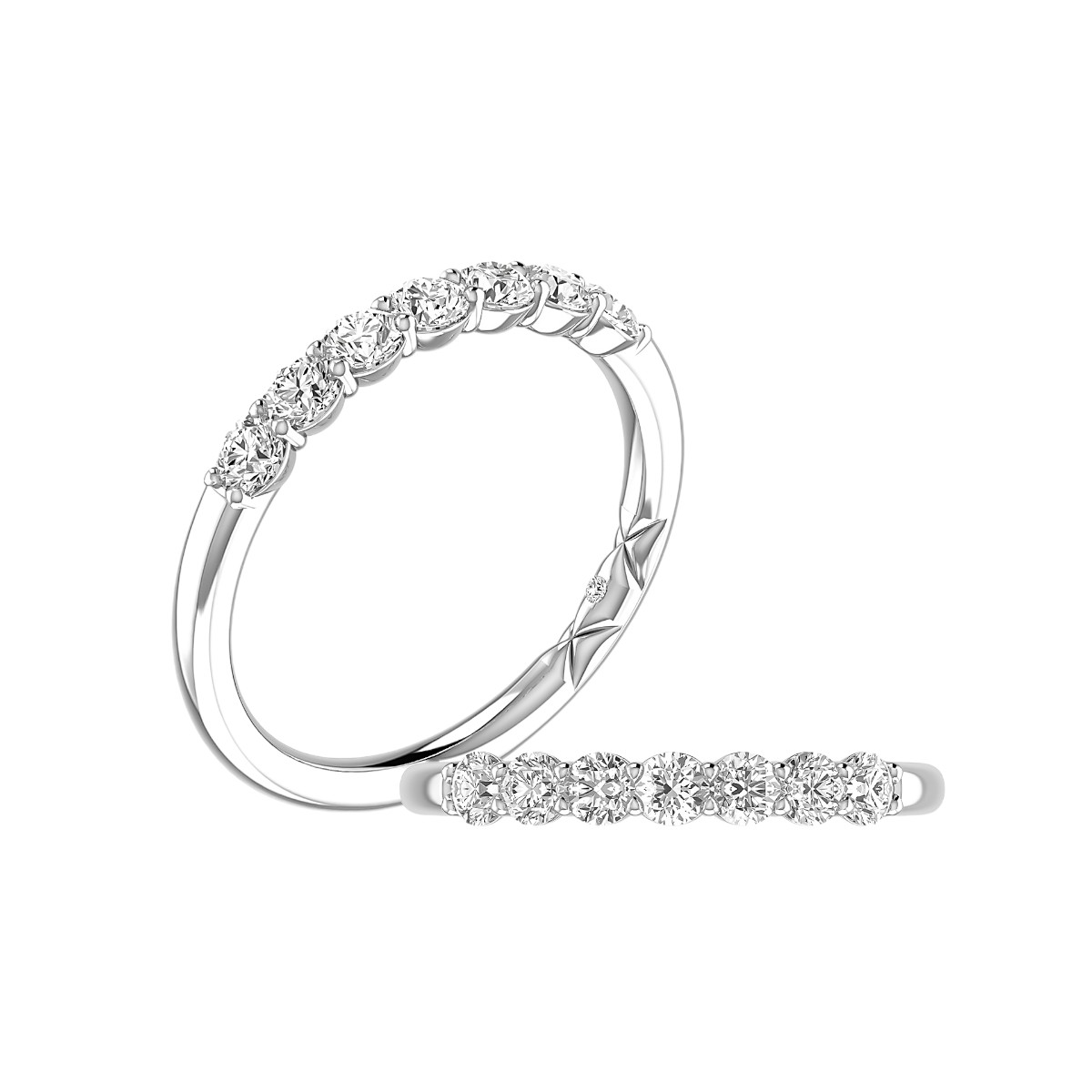 A. Jaffe Diamond 7 Stone Shared Prong Wedding Band in Platinum, .54 cttw
