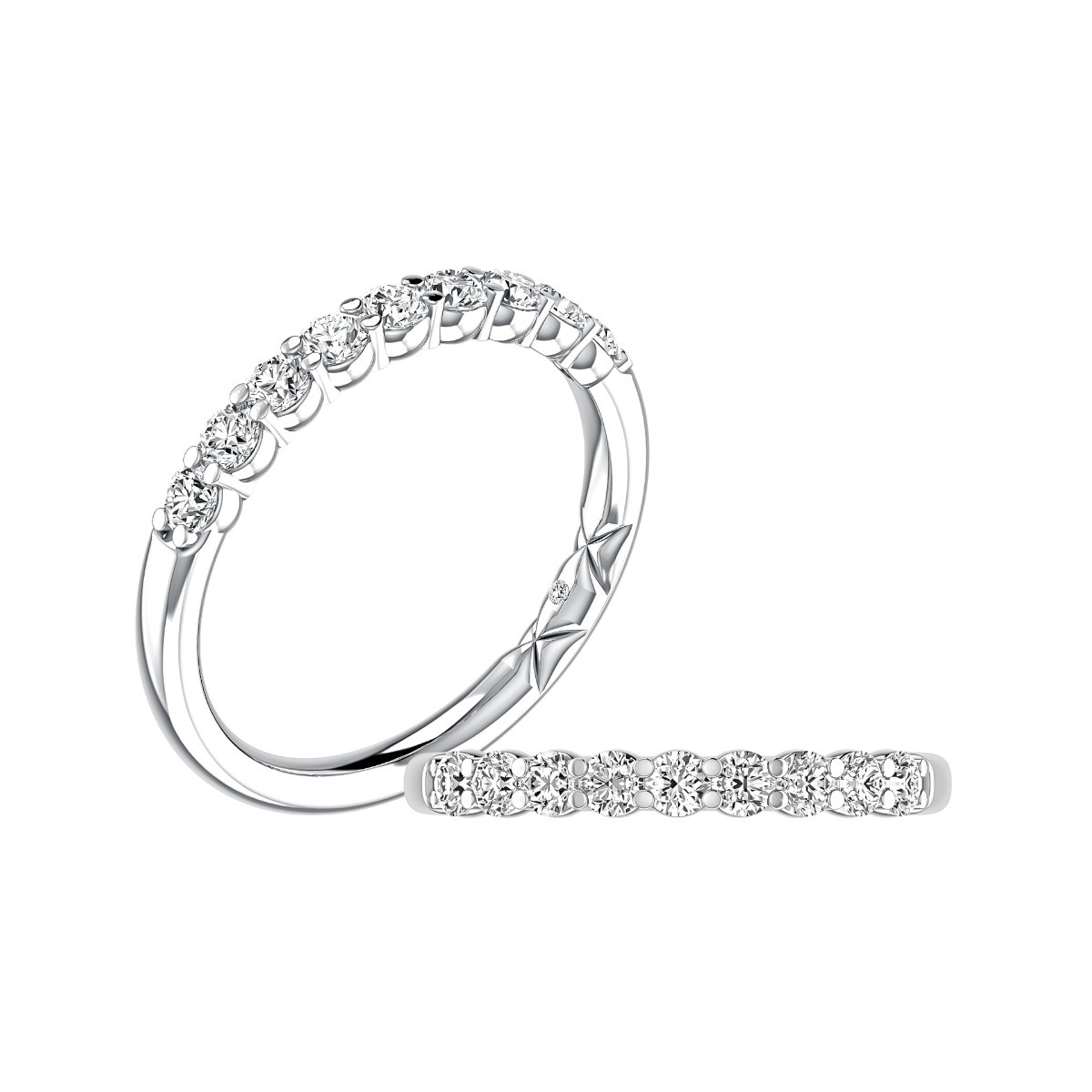 A. Jaffe Diamond 9 Stone Shared Prong Wedding Band in Platinum, .45 cttw