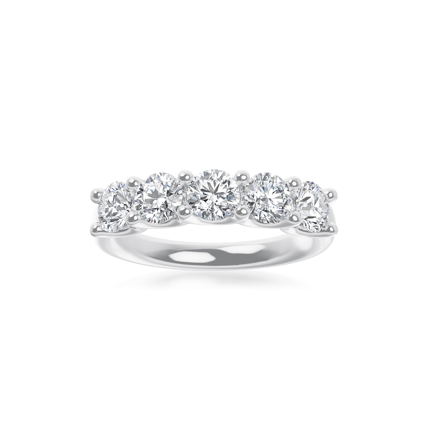 ALTR Lab-Grown Round Diamond 5 Stone Wedding Band in White Gold, 3.00 cttw, Size 6.5