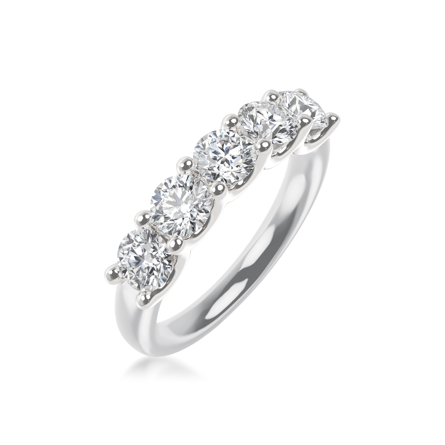 ALTR Lab-Grown Round Diamond 5 Stone Wedding Band in White Gold, 3.00 cttw, Size 6.5