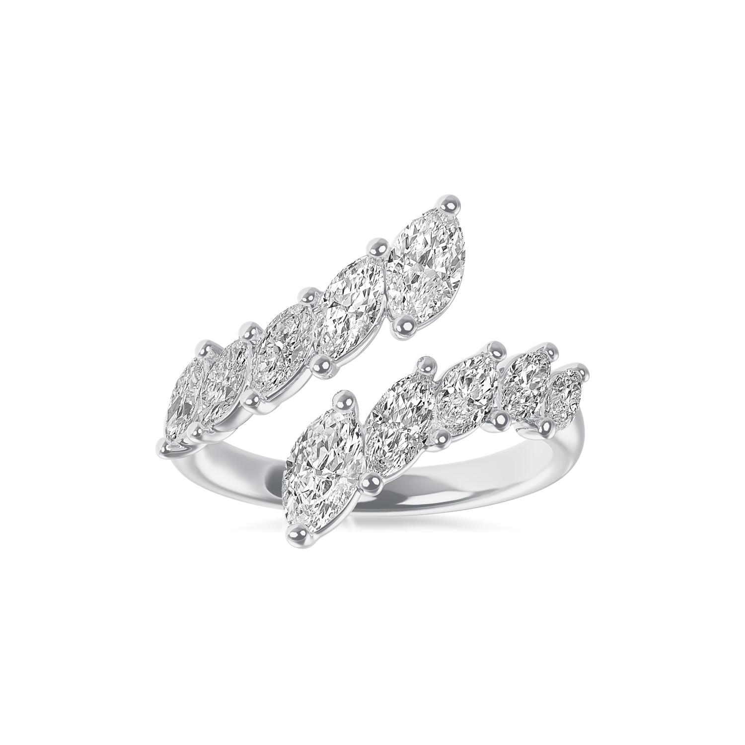 ALTR Lab-Grown Marquise Diamond Bypass Ring in White Gold, 1.75 cttw