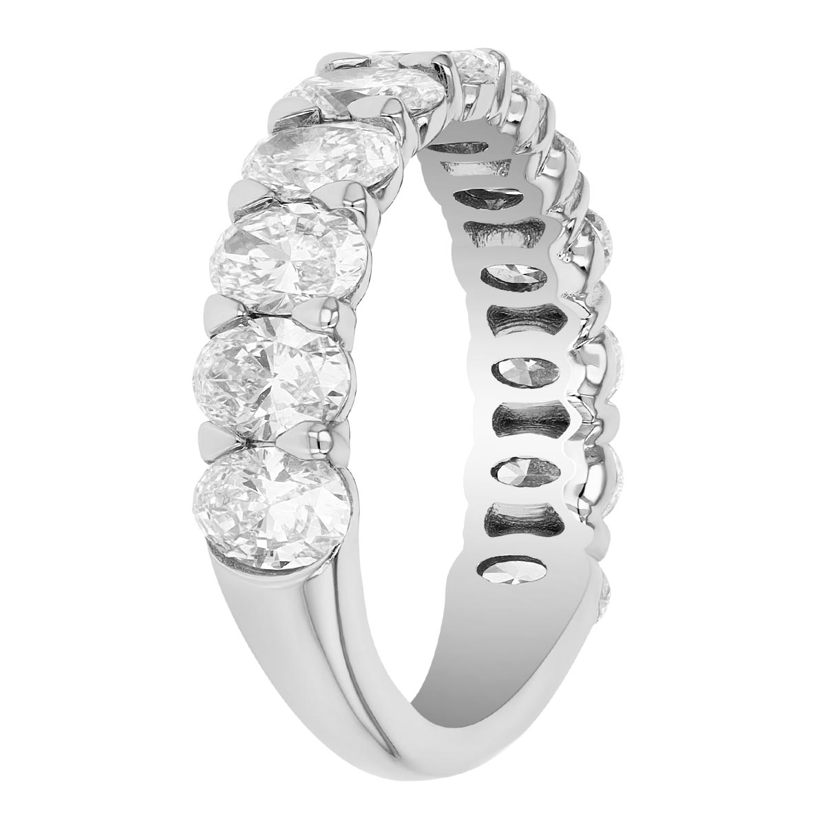 ALTR Lab Grown Oval  Diamond 12 Stone Shared Prong Wedding Band in 14K White Gold