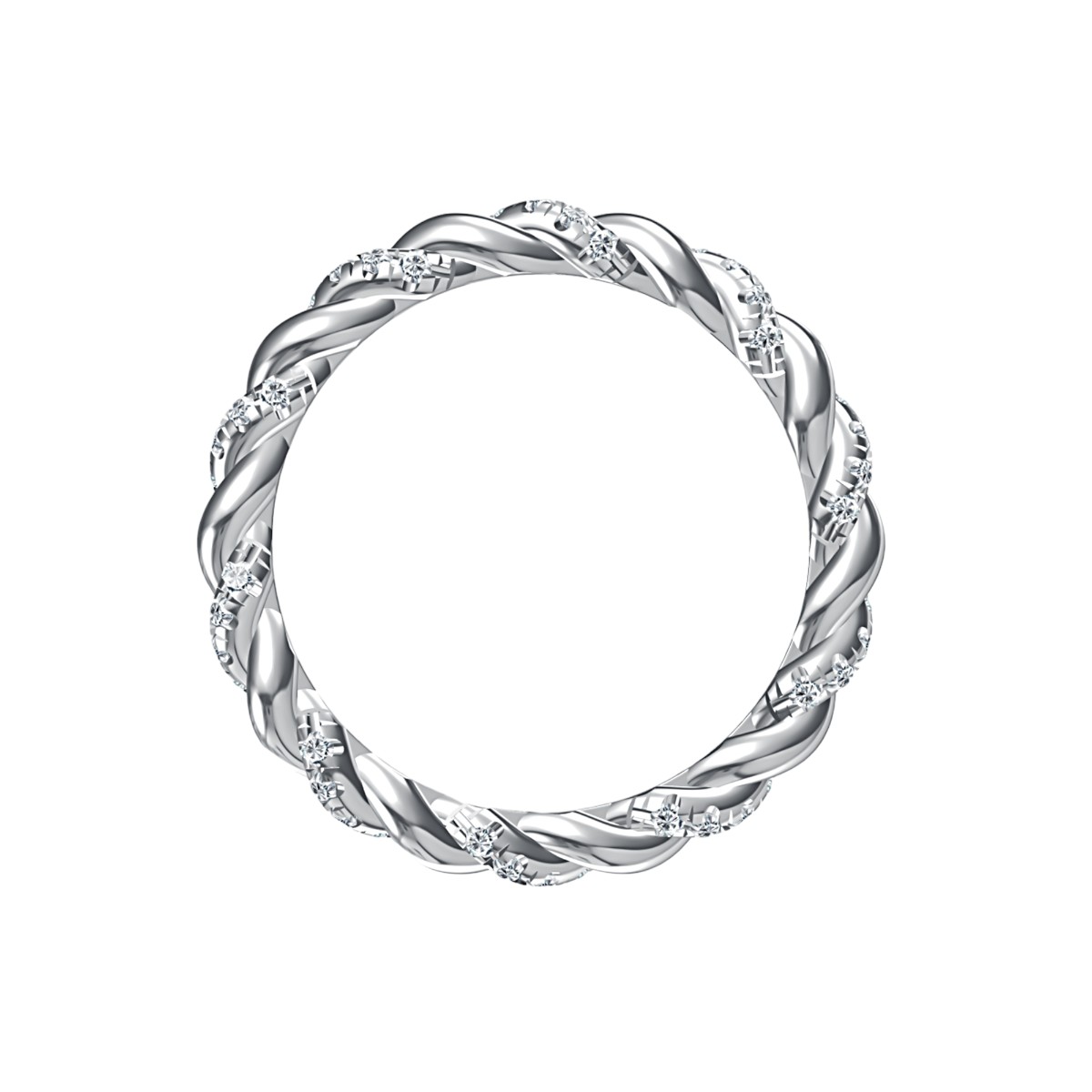 A. Jaffe Diamond Twist Eternity Band in 14K White Gold, Size 6