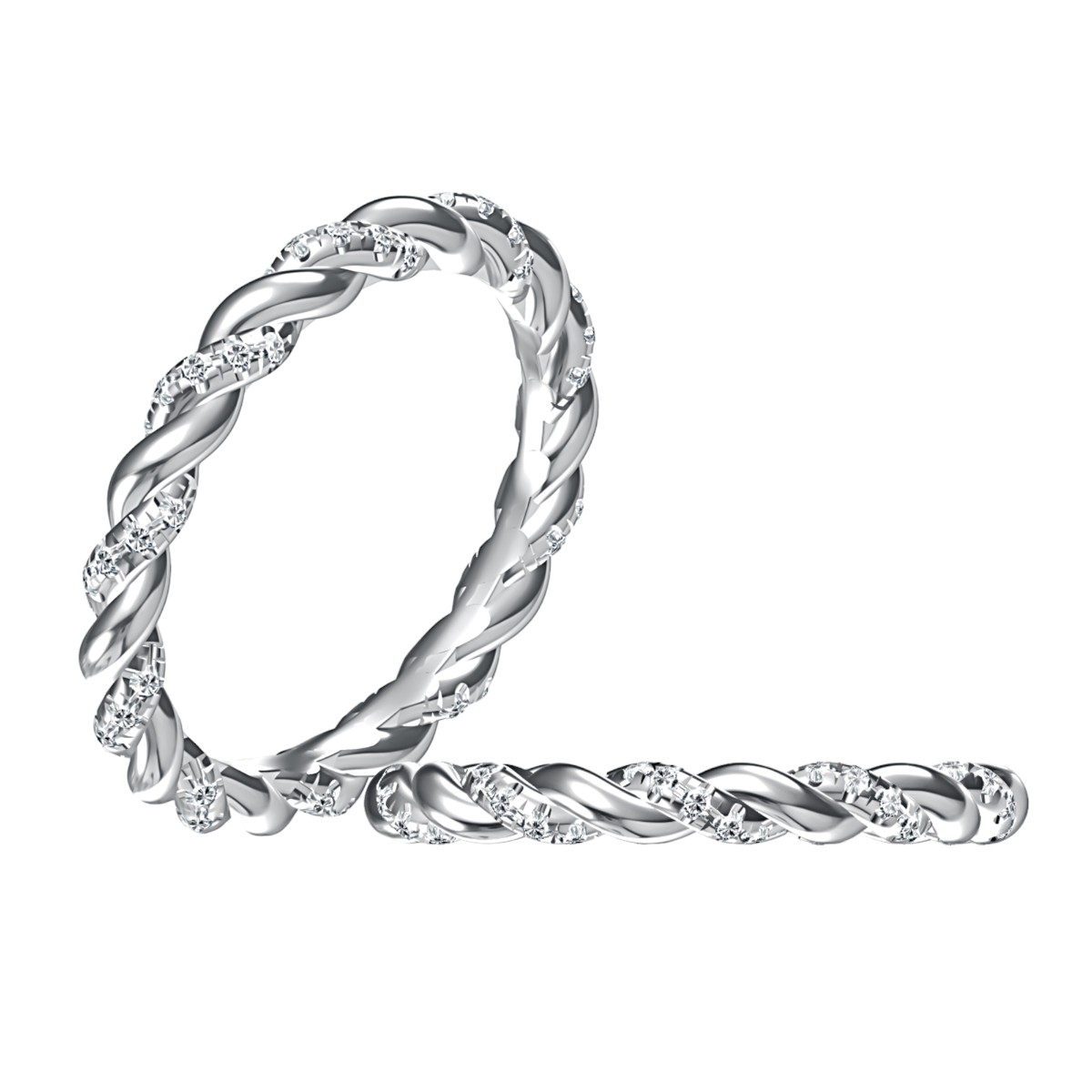 A. Jaffe Diamond Twist Eternity Band in 14K White Gold, Size 6