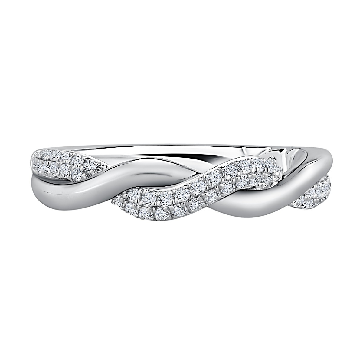 A. Jaffe Diamond Twist Wedding Band in 14K White Gold