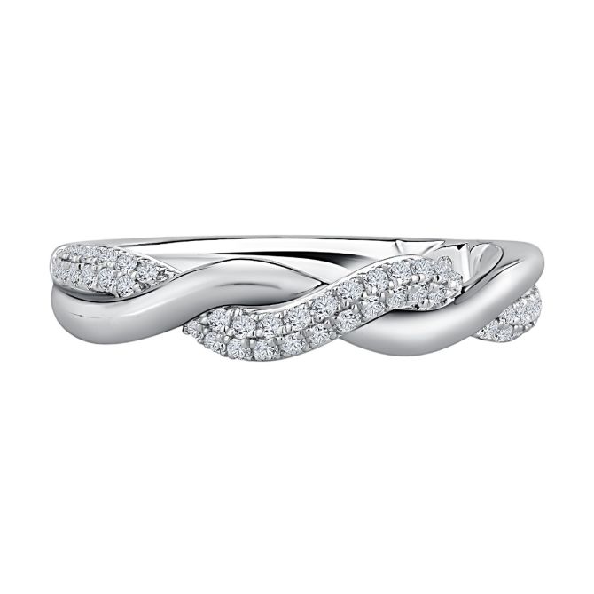 A. Jaffe Diamond Twist Wedding Band in 14K White Gold