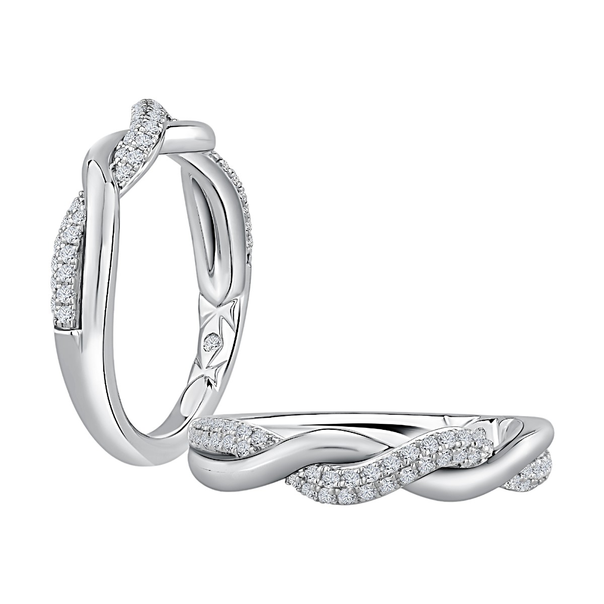 A. Jaffe Diamond Twist Wedding Band in 14K White Gold
