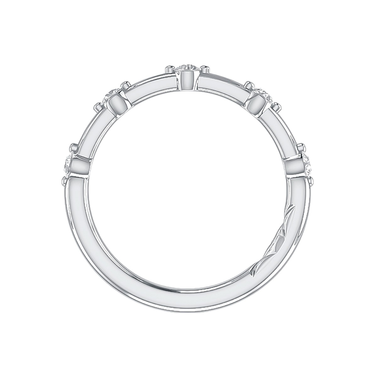 A. Jaffe 5 Diamond Wedding Band in 14K White Gold, 0.23 cttw