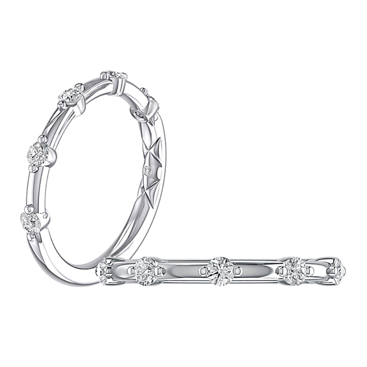 A. Jaffe 5 Diamond Wedding Band in 14K White Gold, 0.23 cttw