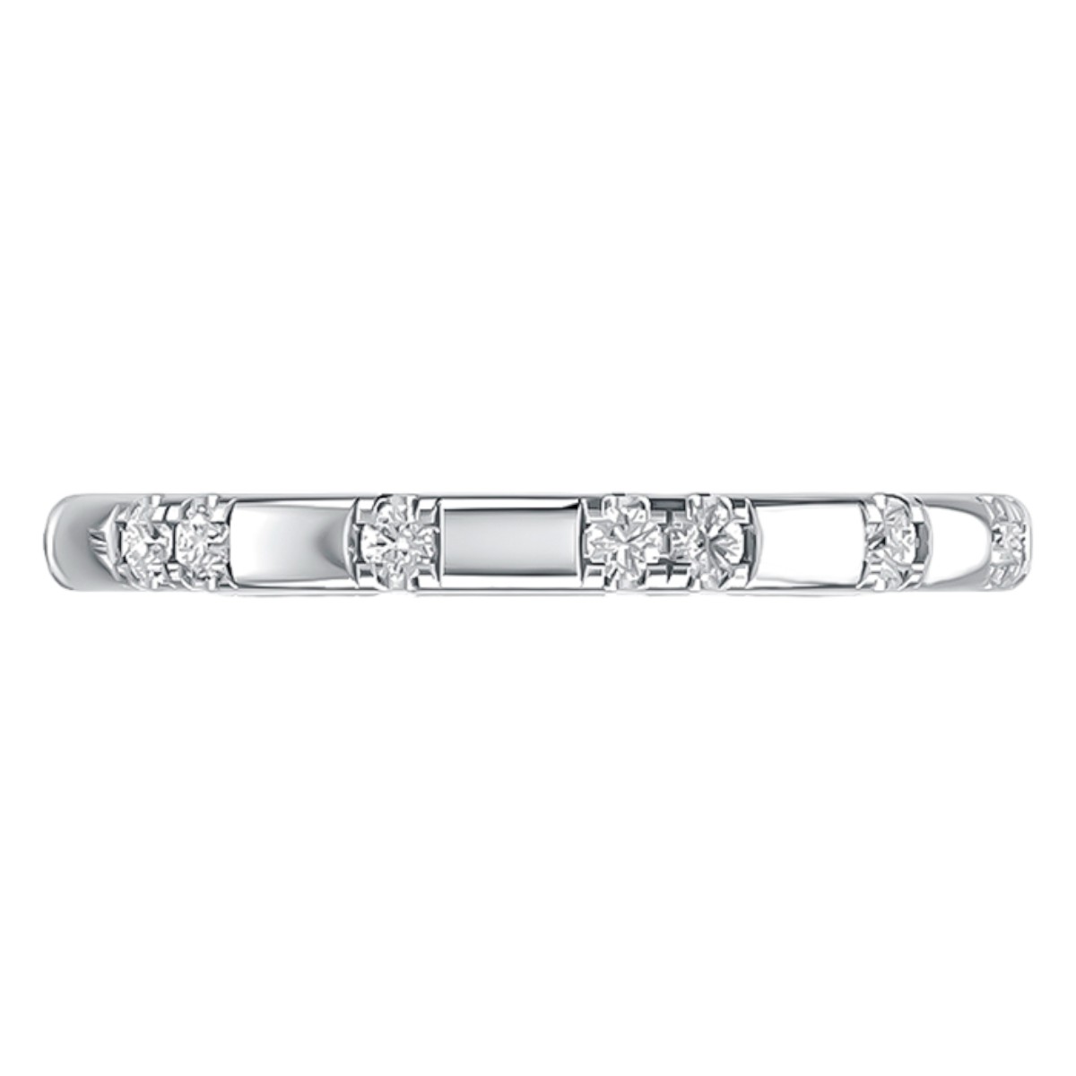 A. Jaffe Diamond Alternating Modern Wedding Band in 14K White Gold