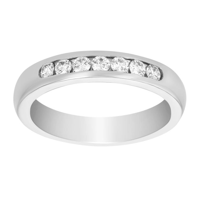 Round Diamond Channel Set Wedding Band in White Gold
