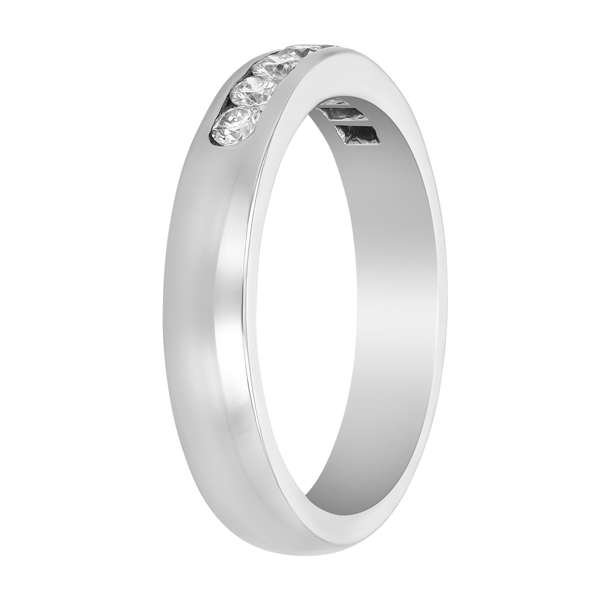 Round Diamond Channel Set Wedding Band in White Gold
