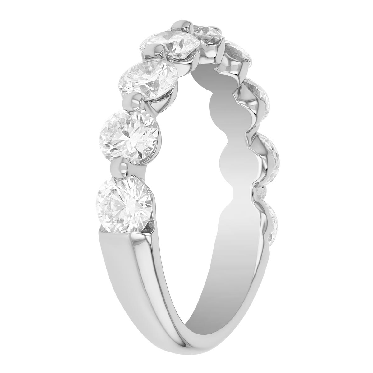 ALTR Lab Grown Diamond Contoured Shared Prong Wedding Band in 14K White Gold, 1.96 cttw