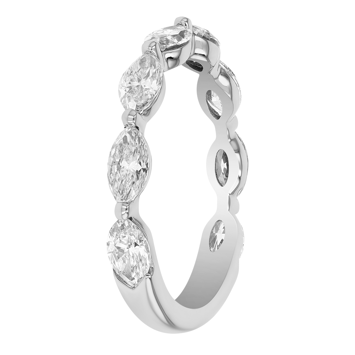 ALTR Lab Grown Marquise Diamond Contoured Shared Prong Wedding Band in 14K White Gold