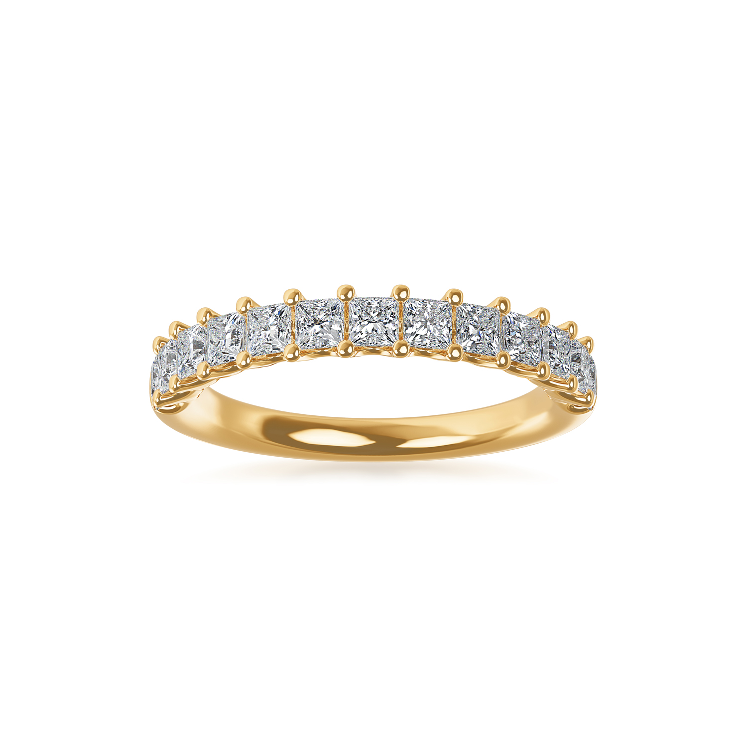 ALTR Lab-Grown Princess Cut Diamond Shared Prong Wedding Band in Yellow Gold, 1.00 cttw, Size 6.5