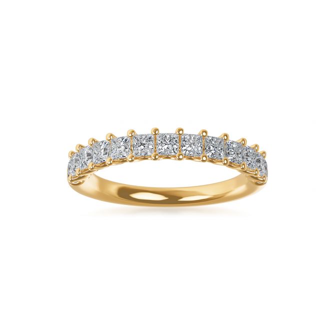 ALTR Lab-Grown Princess Cut Diamond Shared Prong Wedding Band in Yellow Gold, 1.00 cttw, Size 6.5