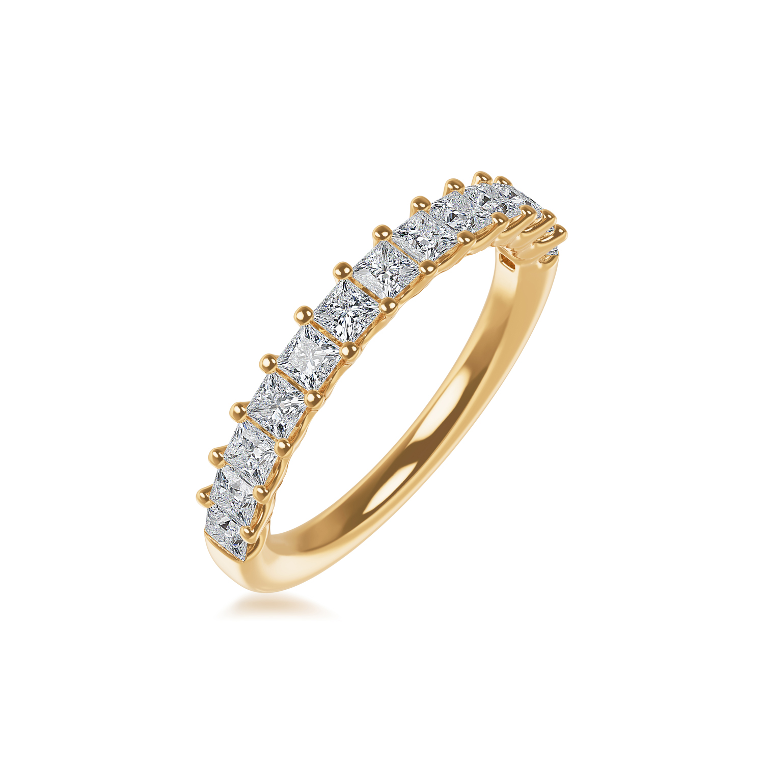 ALTR Lab-Grown Princess Cut Diamond Shared Prong Wedding Band in Yellow Gold, 1.00 cttw, Size 6.5