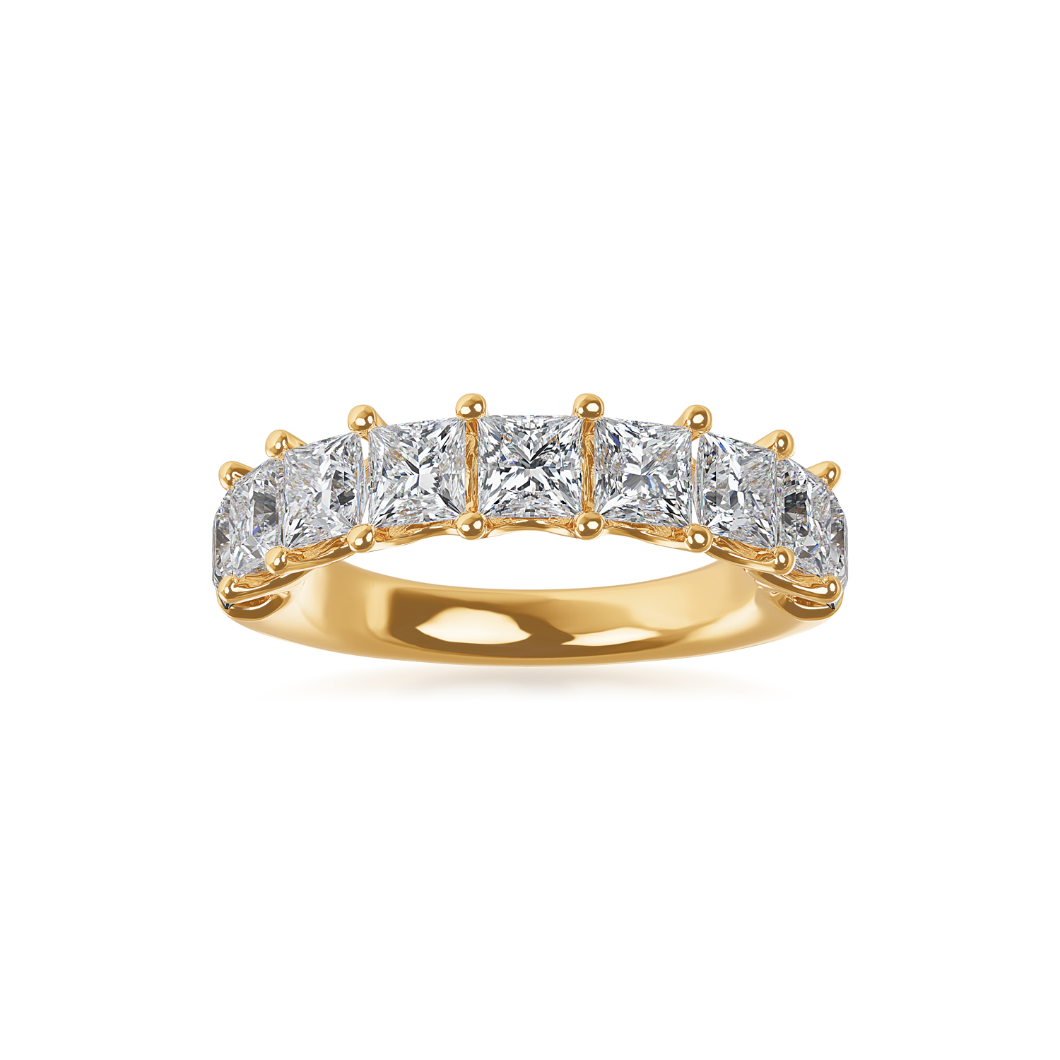 ALTR Lab-Grown Princess Cut Diamond Shared Prong Wedding Band in Yellow Gold, 3.00 cttw, Size 6.5