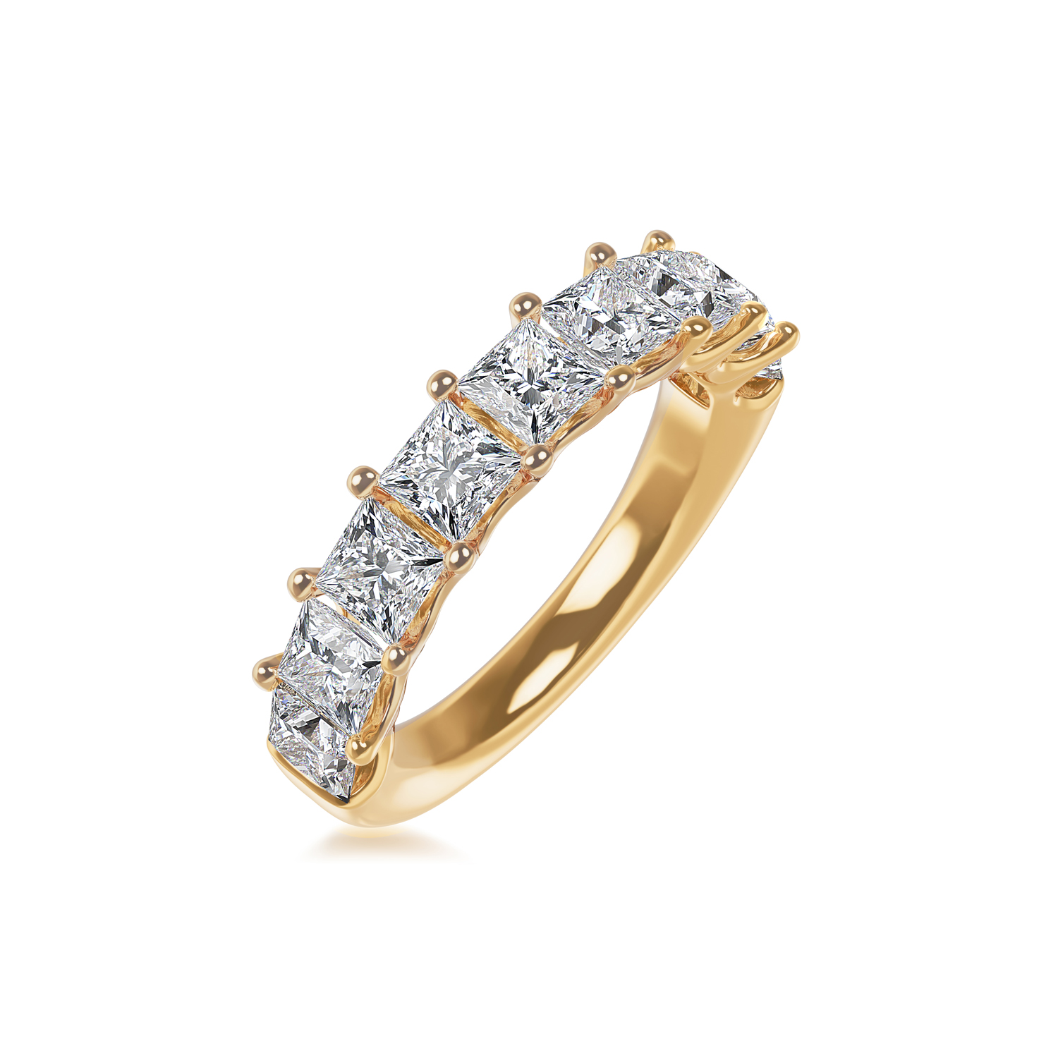 ALTR Lab-Grown Princess Cut Diamond Shared Prong Wedding Band in Yellow Gold, 3.00 cttw, Size 6.5