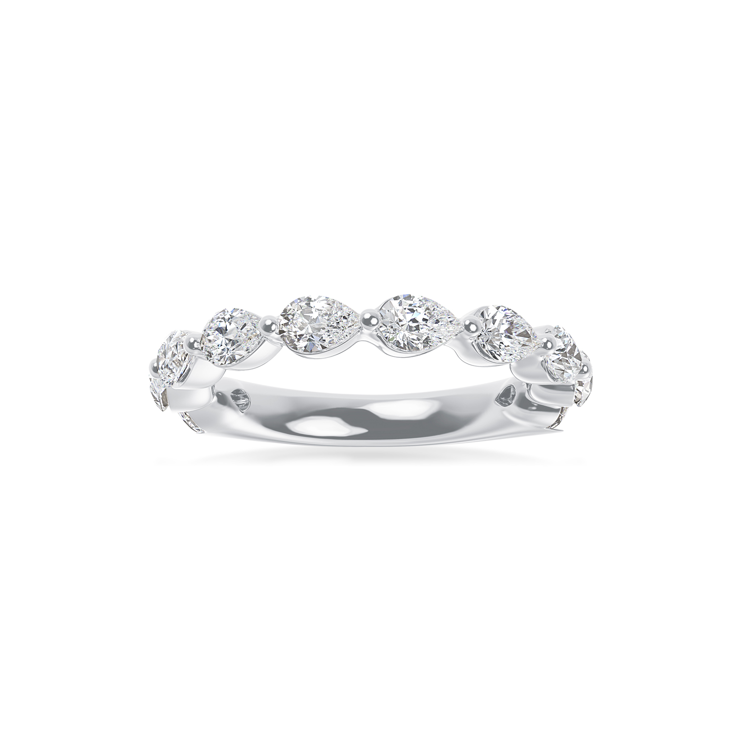 ALTR Lab-Grown Pear Shape Diamond Wedding Band in White Gold, 1.50 cttw, Size 6.5