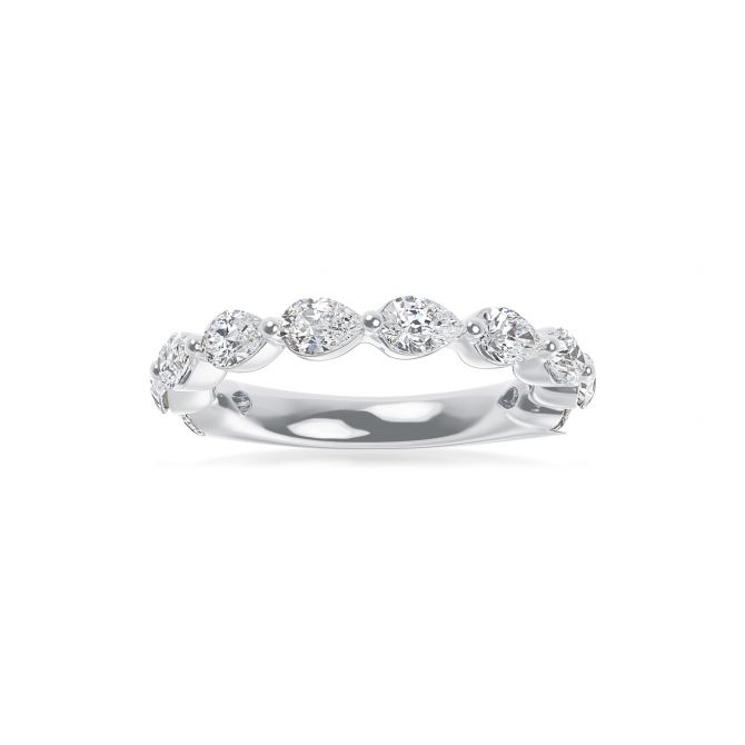 ALTR Lab-Grown Pear Shape Diamond Wedding Band in White Gold, 1.50 cttw, Size 6.5