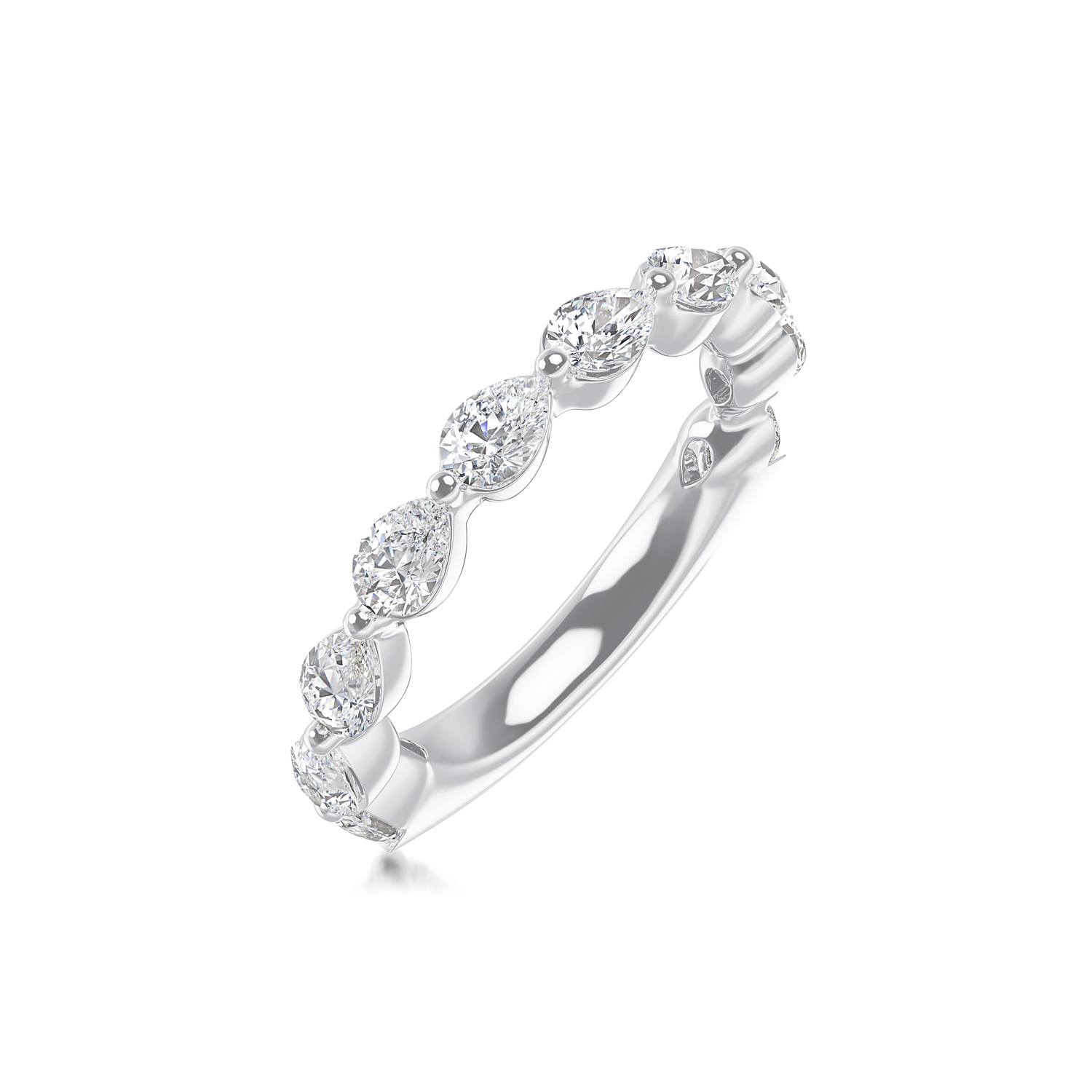 ALTR Lab-Grown Pear Shape Diamond Wedding Band in White Gold, 1.50 cttw, Size 6.5