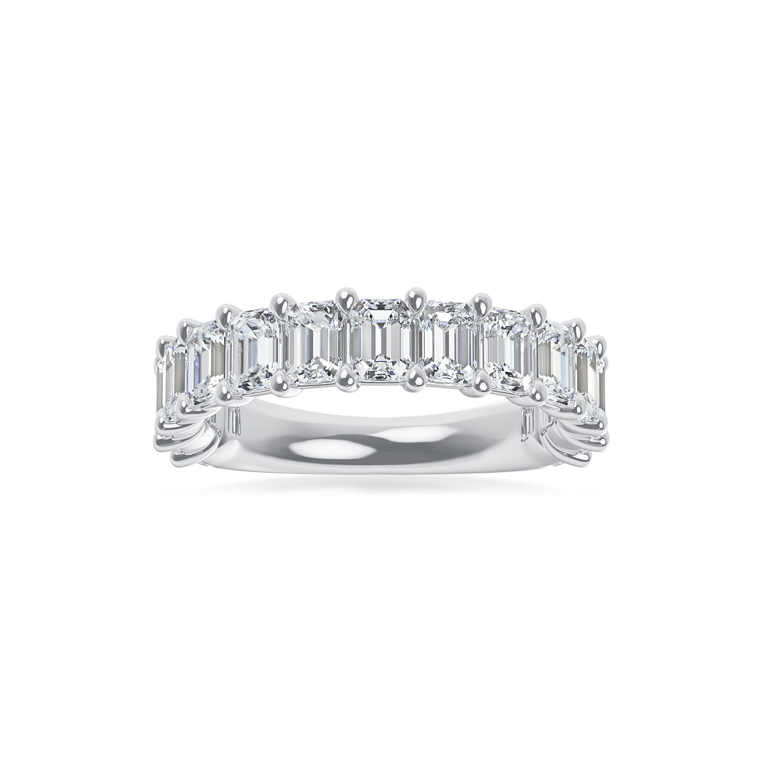 ALTR Lab-Grown Emerald Cut Diamond Shared Prong Wedding Band in White Gold, 3.00 cttw, Size 6.5