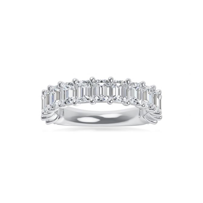 ALTR Lab-Grown Emerald Cut Diamond Shared Prong Wedding Band in White Gold, 3.00 cttw, Size 6.5