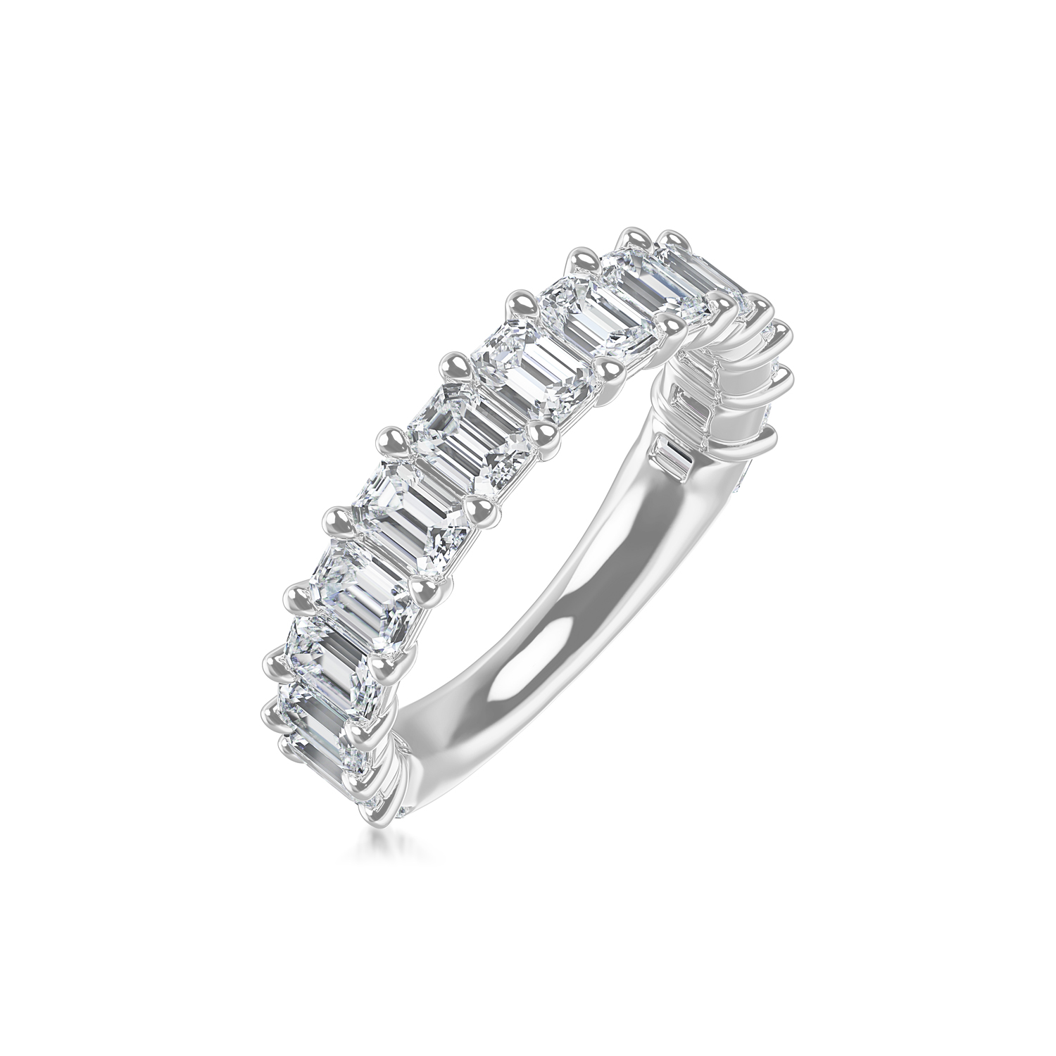 ALTR Lab-Grown Emerald Cut Diamond Shared Prong Wedding Band in White Gold, 3.00 cttw, Size 6.5