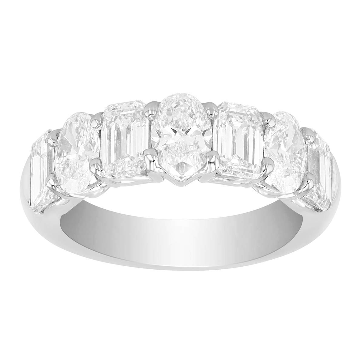 J.B. Star Emerald Cut & Oval Diamond Wedding Band in Platinum, 3.45 cttw