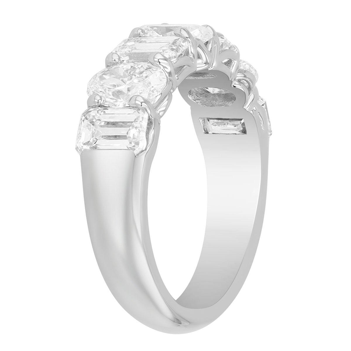 J.B. Star Emerald Cut & Oval Diamond Wedding Band in Platinum, 3.45 cttw