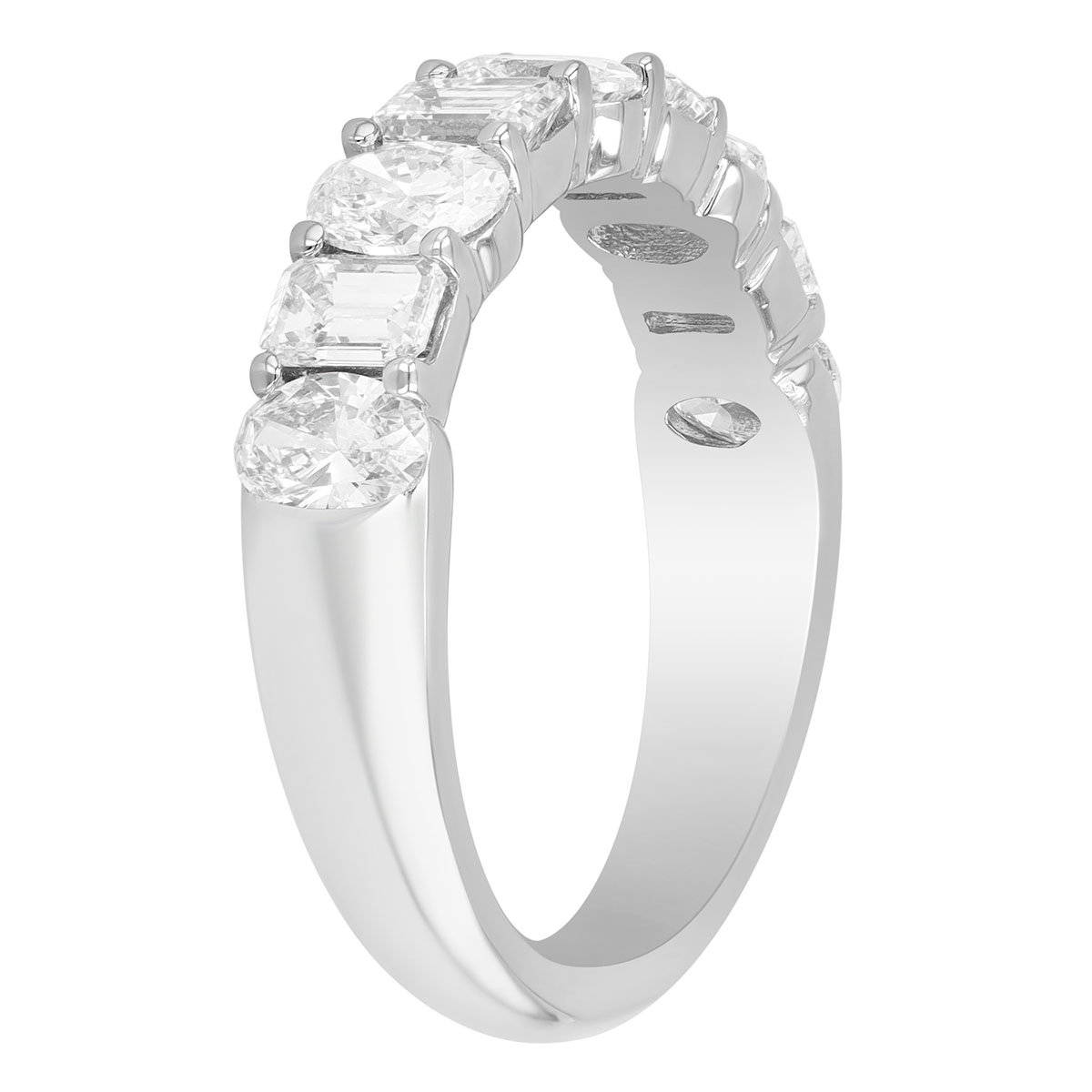 J.B. Star Emerald Cut & Oval Diamond Wedding Band in Platinum, 1.85 cttw