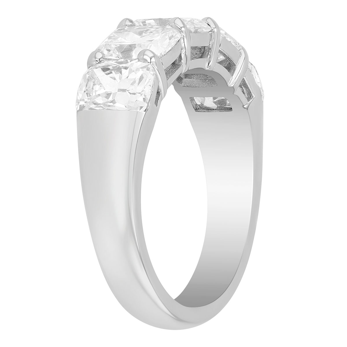 J.B. Star Cushion Cut Diamond 5 Stone Wedding Band in Platinum