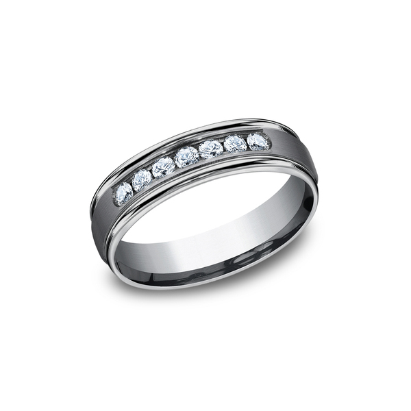 Benchmark Rings Roosevelt Channel Set Diamond Wedding Band in Tantalum, Size 10