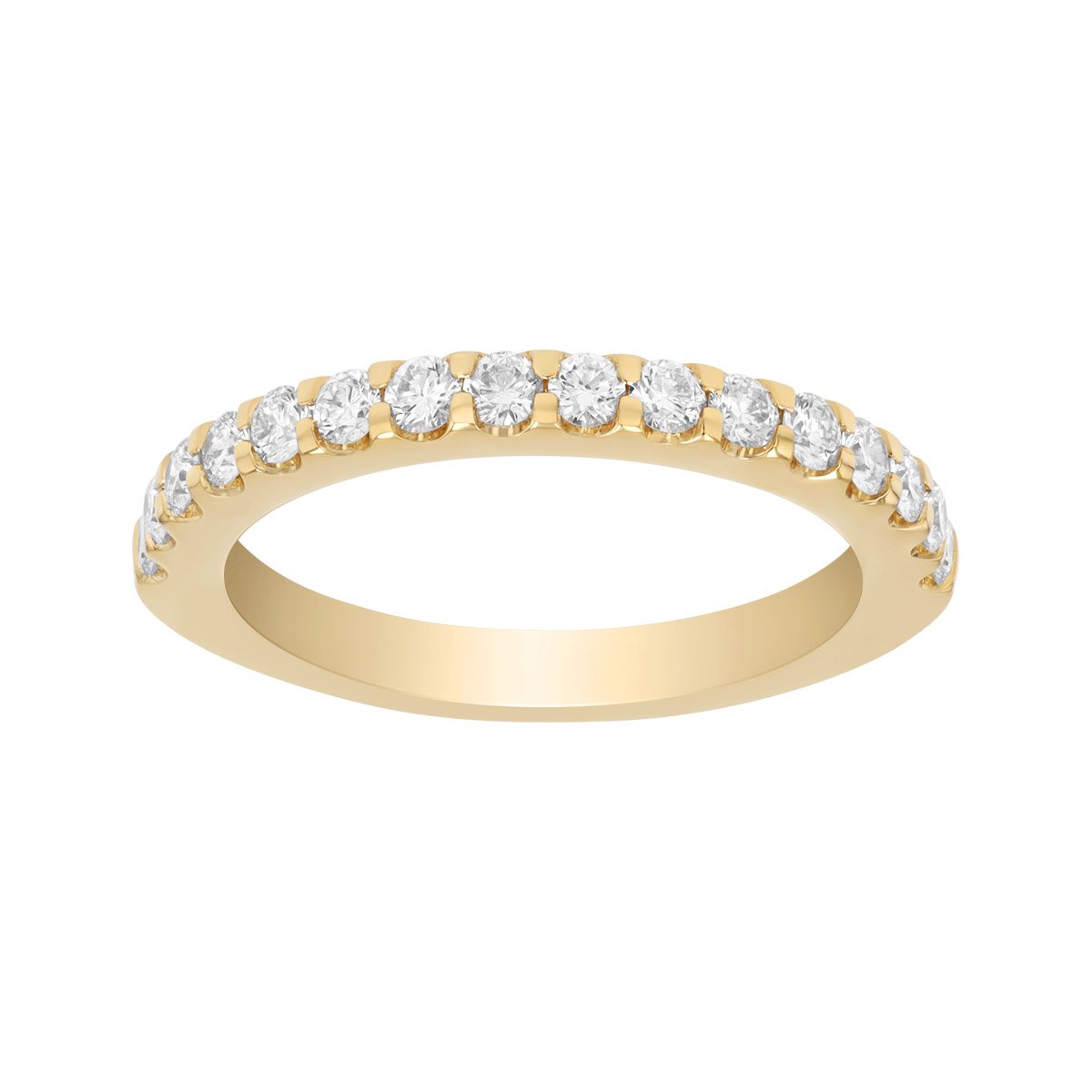 Precision Set Modern Aire Round Diamond Shared Prong Wedding Band in Yellow Gold, 0.50 cttw
