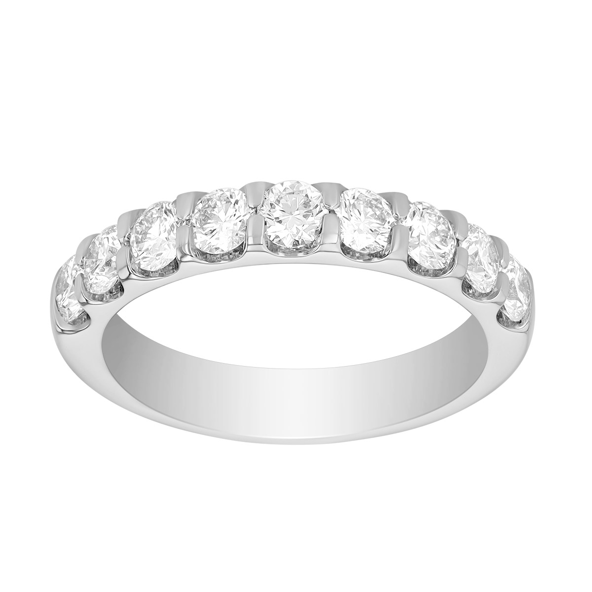 Precision Set Modern Aire Round Diamond Shared Prong Wedding Band in Platinum, 1.00 cttw