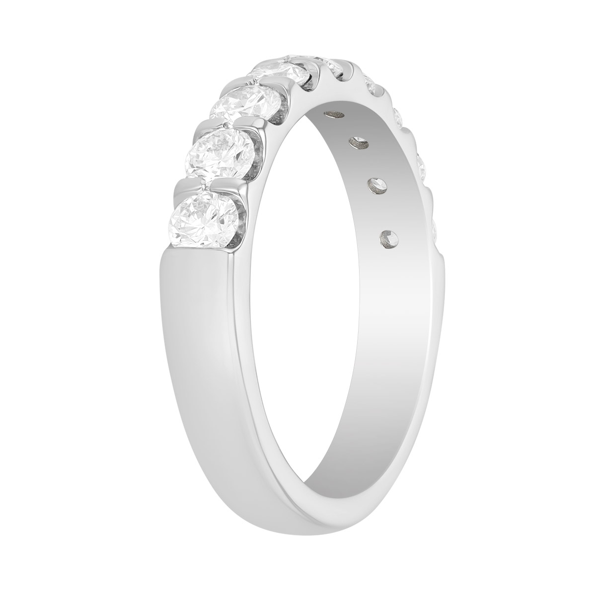 Precision Set Modern Aire Round Diamond Shared Prong Wedding Band in Platinum, 1.00 cttw
