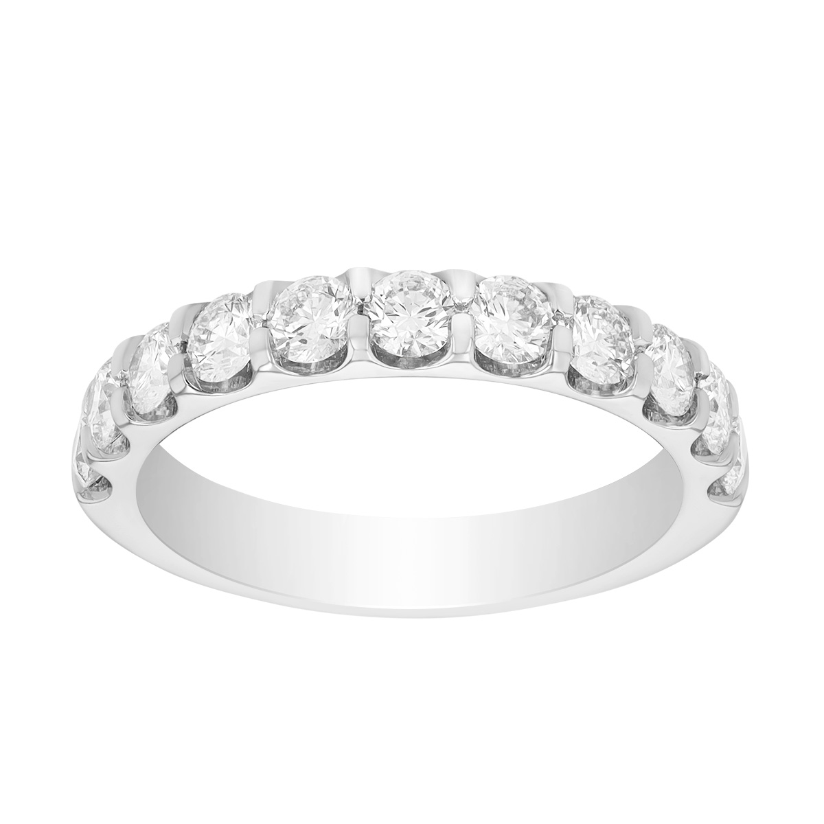 Precision Set Modern Aire Round Diamond Shared Prong Wedding Band in Platinum, 1.00 cttw