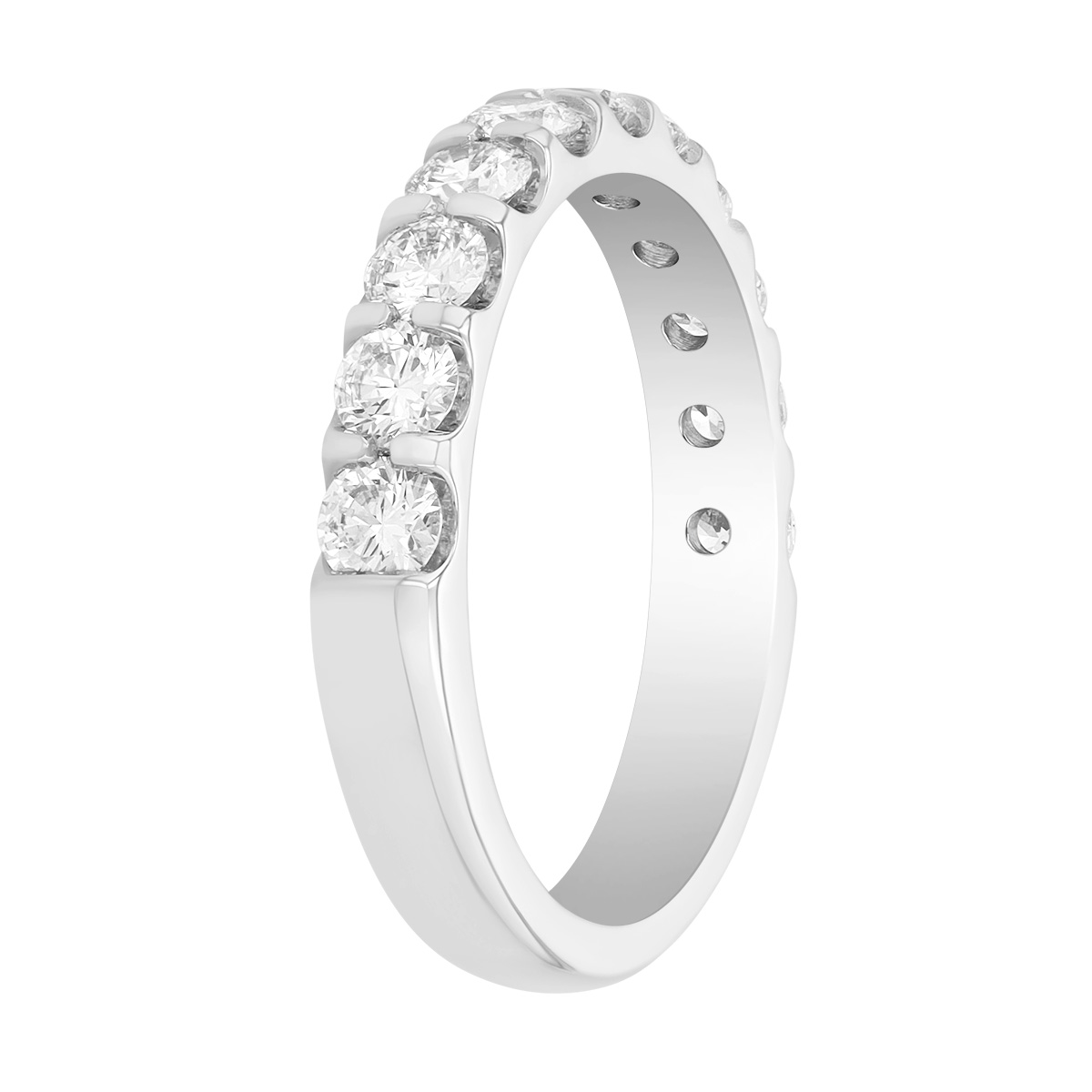 Precision Set Modern Aire Round Diamond Shared Prong Wedding Band in Platinum, 1.00 cttw