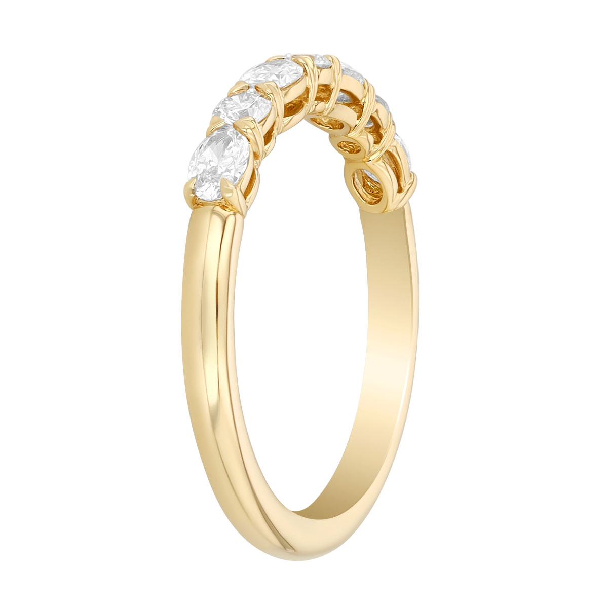 Precision Set Oval & Round Diamond Shared Prong Wedding Band in Yellow Gold