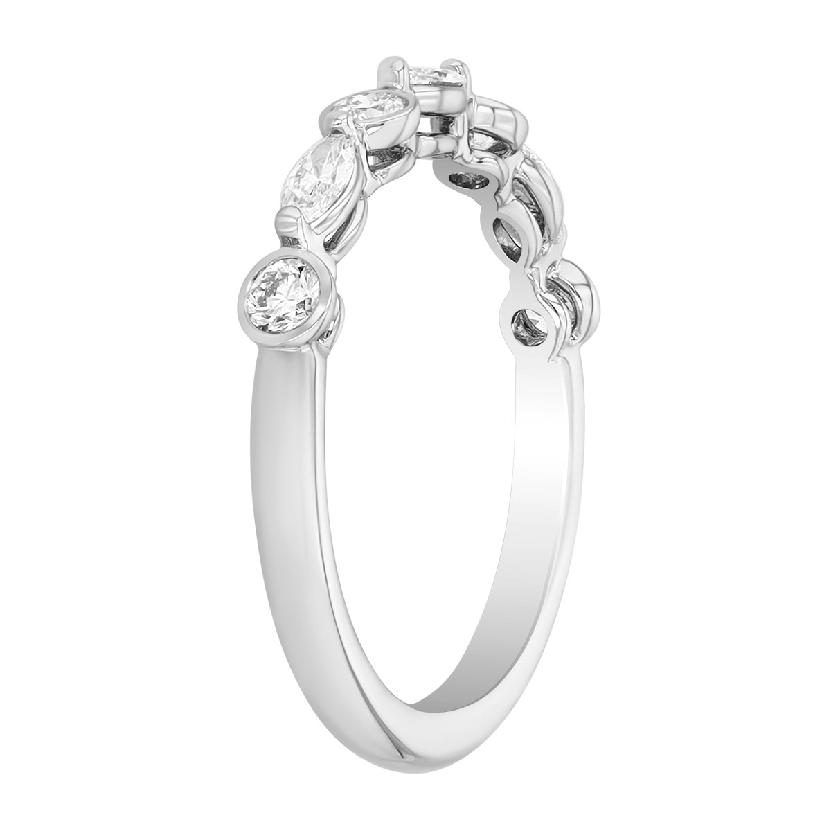 Precision Set Round & Marquise Diamond Wedding Band in Platinum