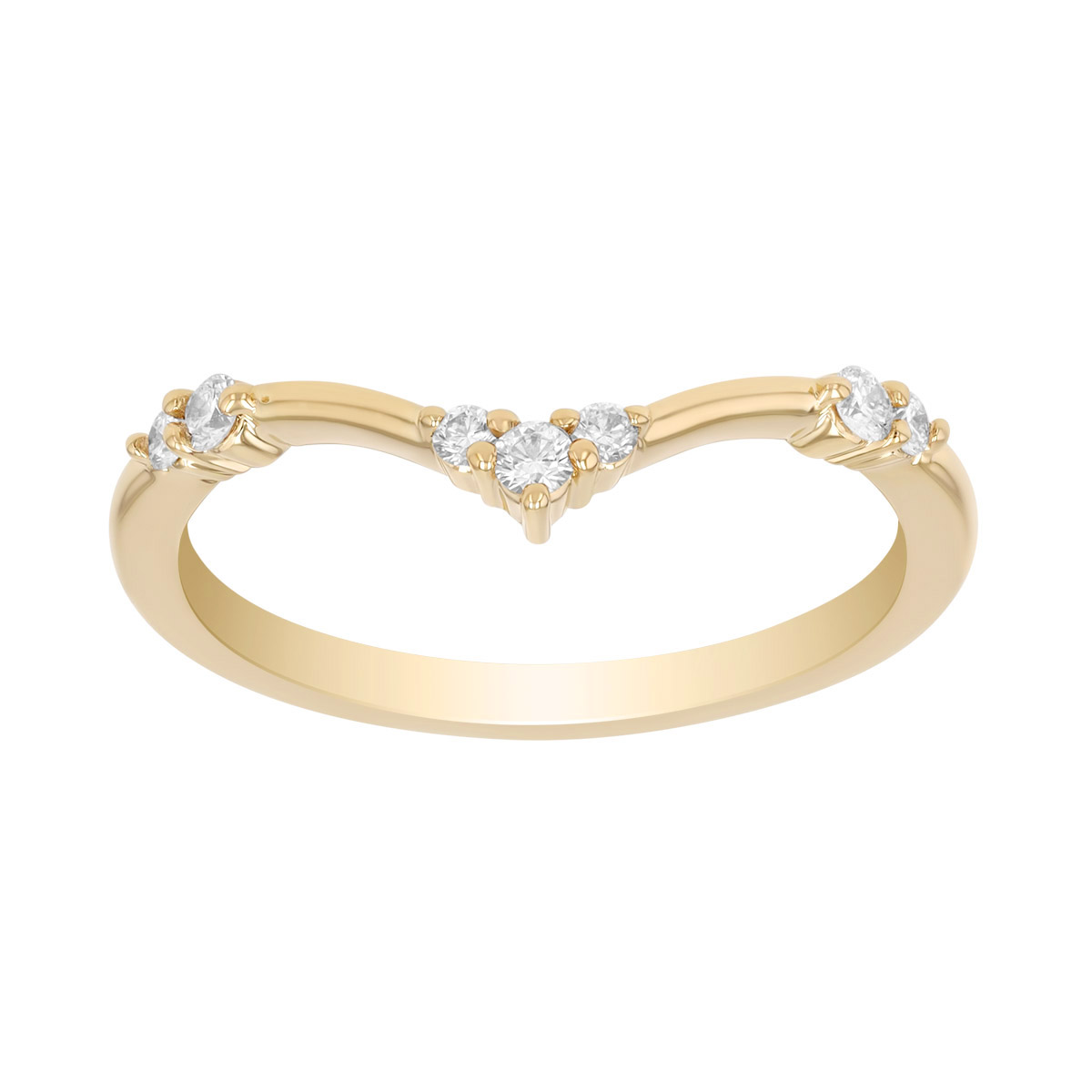 Diamond Cluster Contoured Wedding Band in Yellow Gold